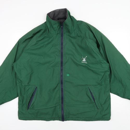 Helly Hansen Mens Green Rain Coat Coat Size L Zip - Fleece Lined Logo