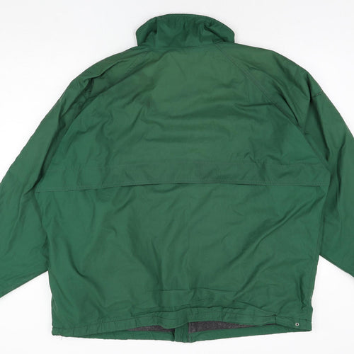 Helly Hansen Mens Green Rain Coat Coat Size L Zip - Fleece Lined Logo