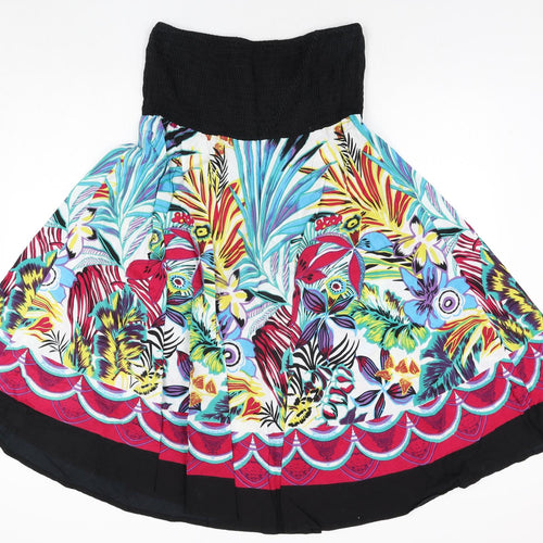 Pistachio Womens Multicoloured Cotton Fit & Flare Size L Square Neck Pullover - Floral Print