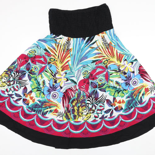 Pistachio Womens Multicoloured Cotton Fit & Flare Size L Square Neck Pullover - Floral Print