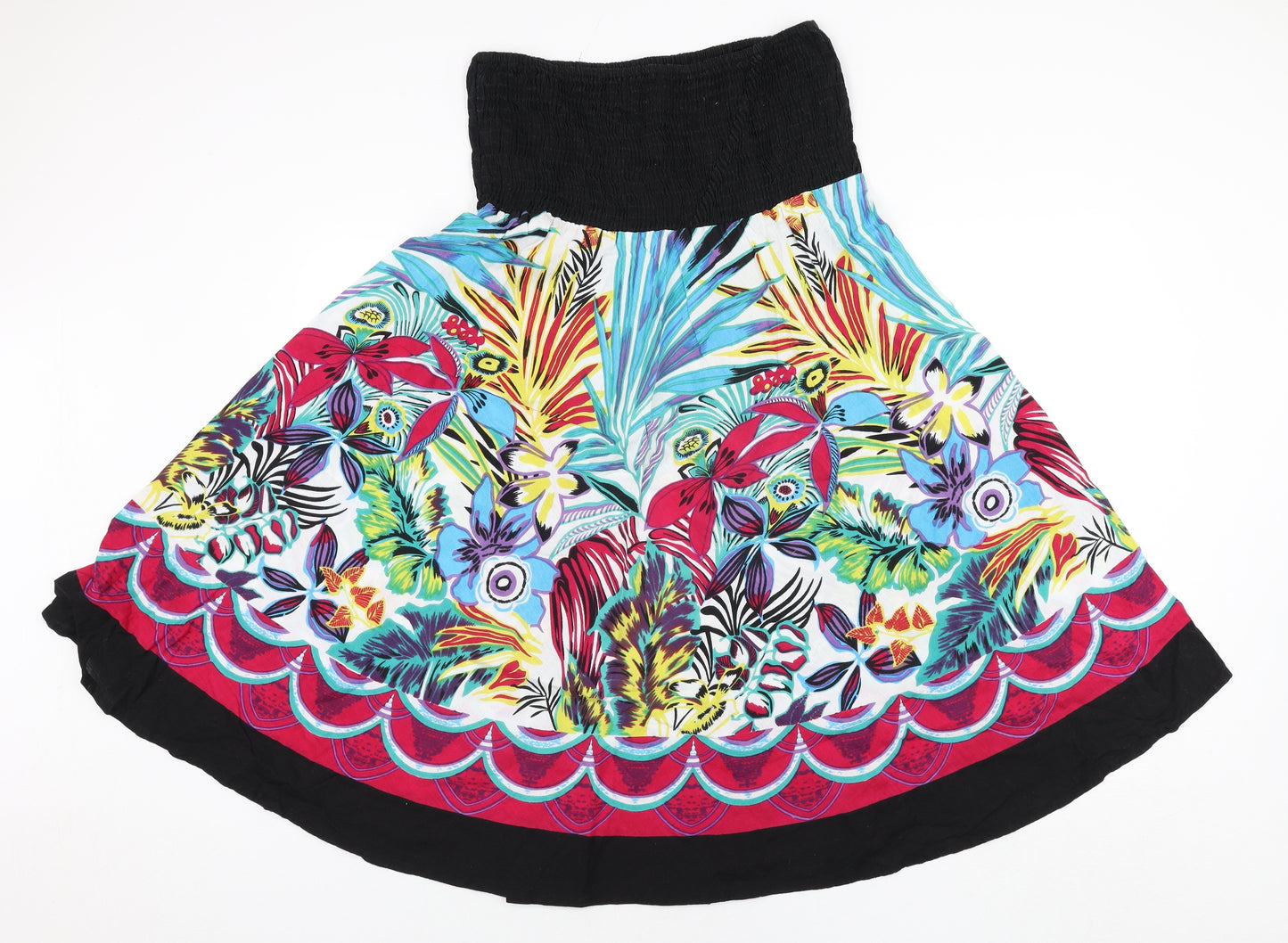 Pistachio Womens Multicoloured Cotton Fit & Flare Size L Square Neck Pullover - Floral Print
