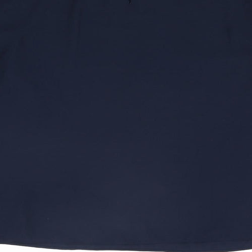 Marks and Spencer Womens Blue Polyester Basic Blouse Size 8 Round Neck - Embroidered Detail
