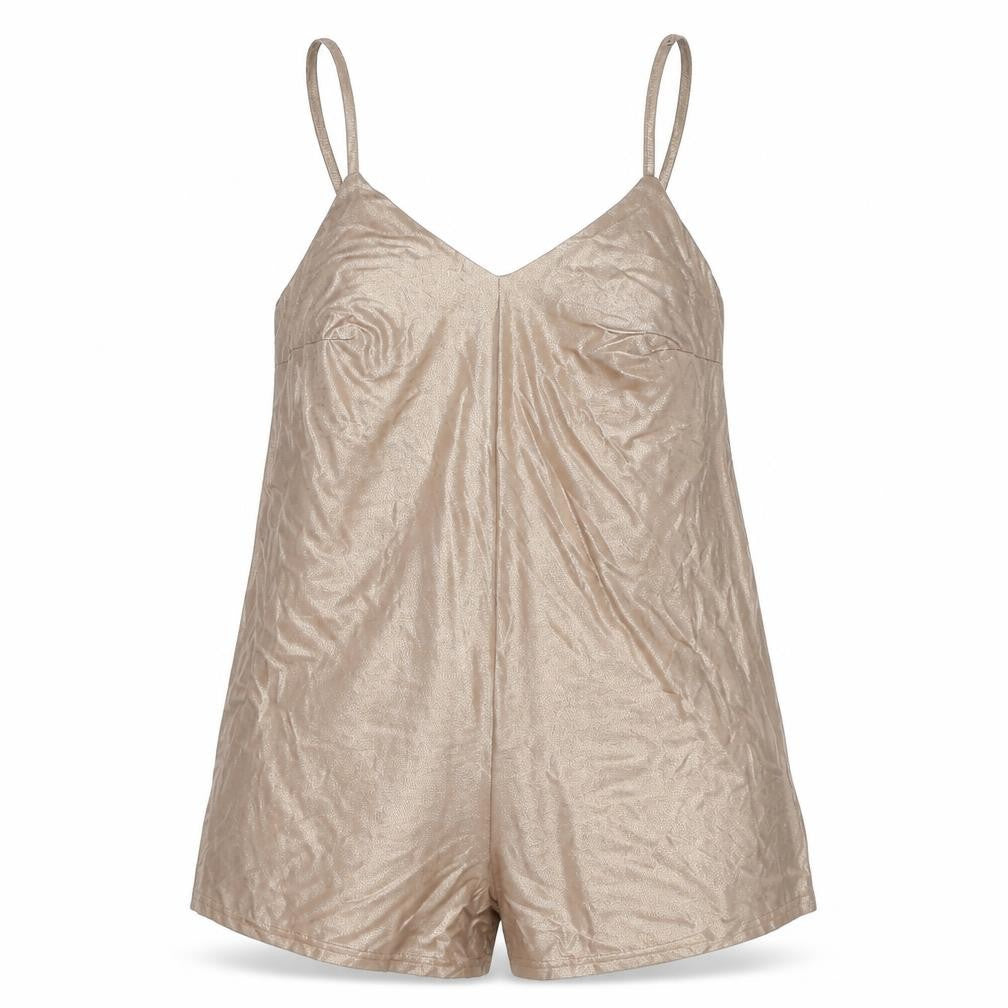 Glamorous Womens Gold Polyester Romper One-Piece Size S Pullover
