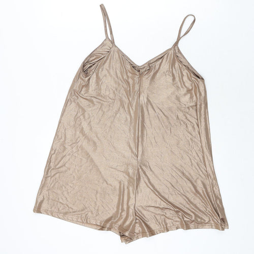 Glamorous Womens Gold Polyester Romper One-Piece Size S Pullover