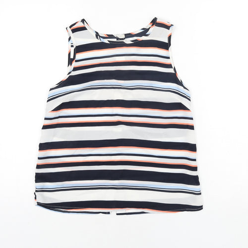 New Look Womens Multicoloured Striped Polyester Camisole Blouse Size 8 Round Neck