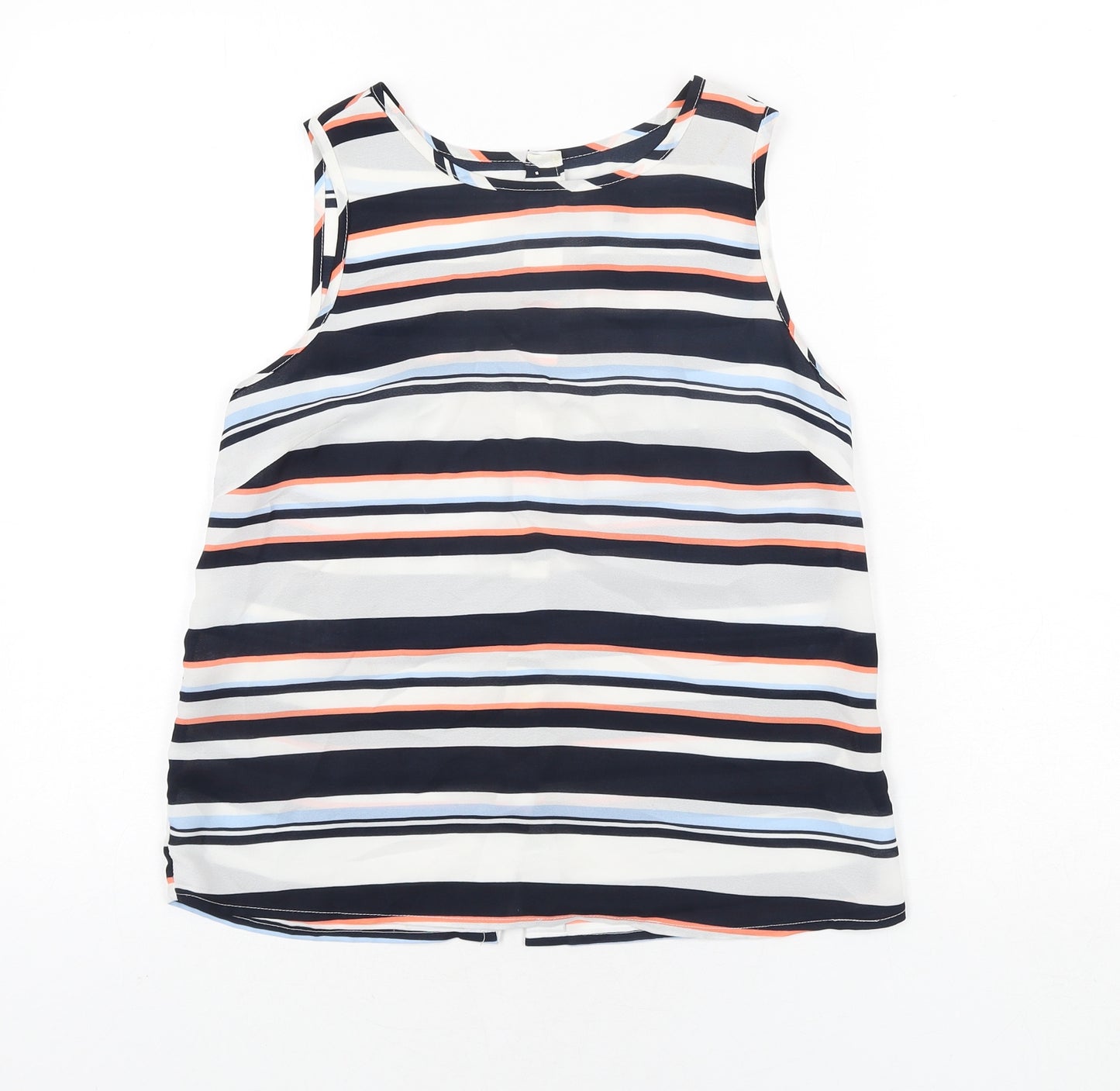 New Look Womens Multicoloured Striped Polyester Camisole Blouse Size 8 Round Neck