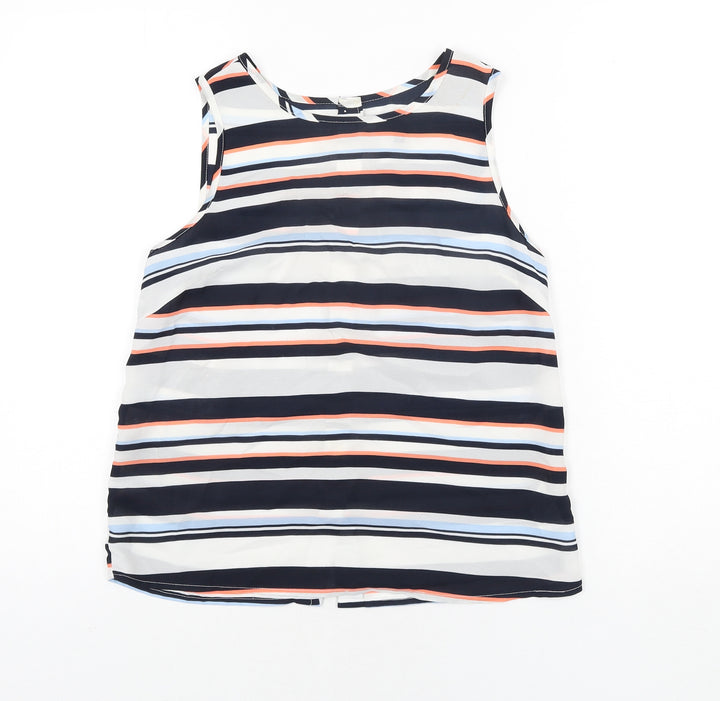 New Look Womens Multicoloured Striped Polyester Camisole Blouse Size 8 Round Neck