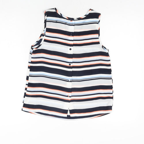 New Look Womens Multicoloured Striped Polyester Camisole Blouse Size 8 Round Neck