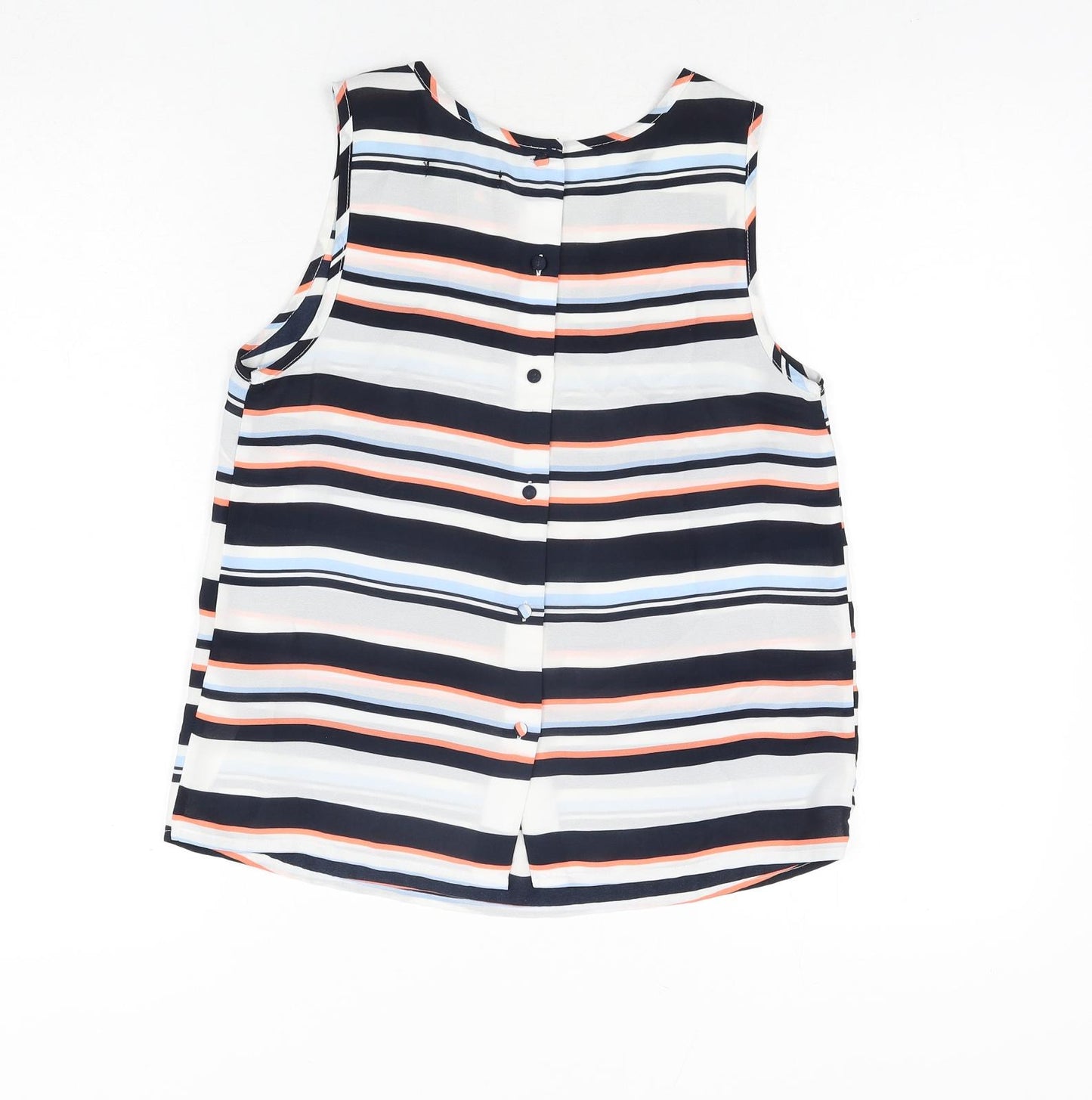 New Look Womens Multicoloured Striped Polyester Camisole Blouse Size 8 Round Neck