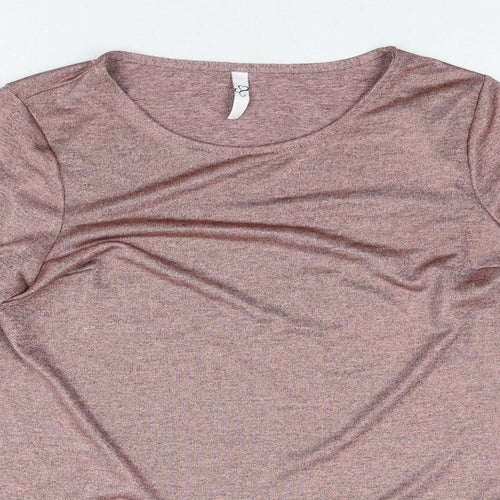 Arcadia Womens Pink Polyester Basic Blouse Size 14 Round Neck