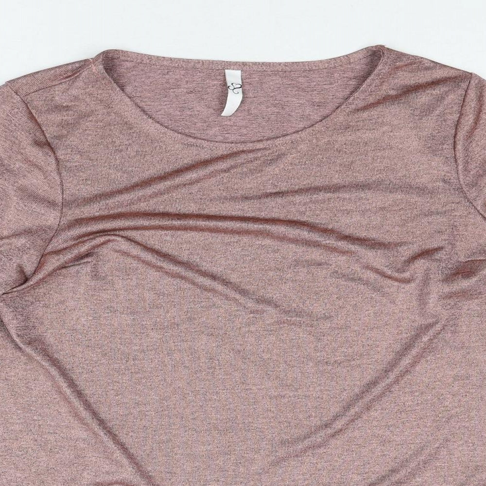 Arcadia Womens Pink Polyester Basic Blouse Size 14 Round Neck