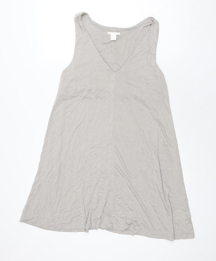 H&M Womens Grey Viscose A-Line Size S V-Neck Pullover