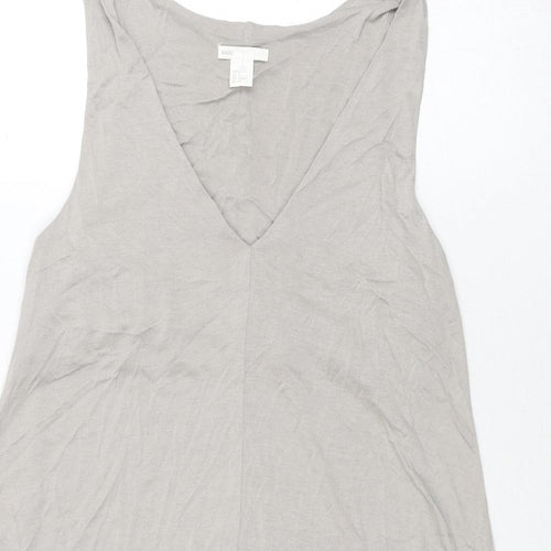 H&M Womens Grey Viscose A-Line Size S V-Neck Pullover