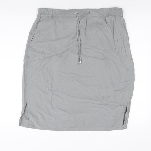 Samoon Womens Grey Modal Straight & Pencil Skirt Size 18 Drawstring