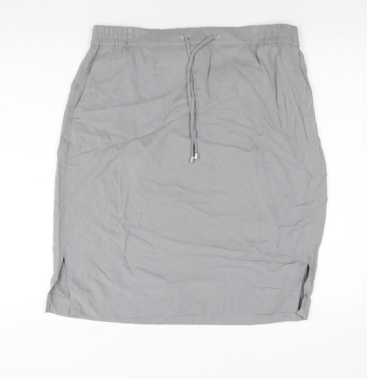 Samoon Womens Grey Modal Straight & Pencil Skirt Size 18 Drawstring