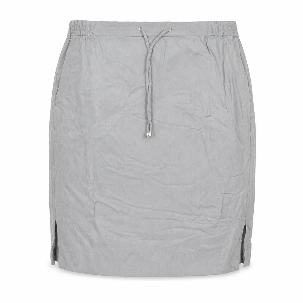 Front view of Samoon women’s grey modal straight & pencil skirt, size UK 18, drawstring