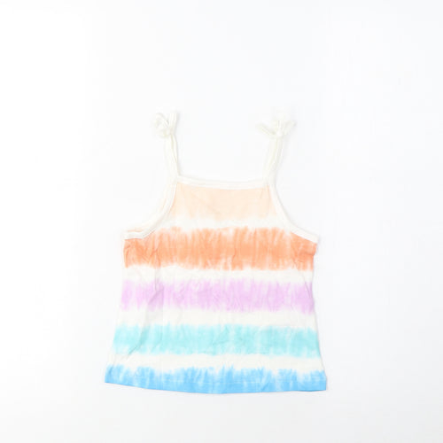 Marks and Spencer Girls Multicoloured Striped Cotton Camisole Tank Size 2-3 Years Square Neck Pullover