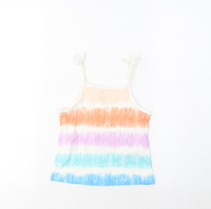 Marks and Spencer Girls Multicoloured Striped Cotton Camisole Tank Size 2-3 Years Square Neck Pullover
