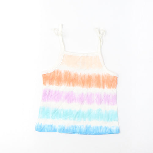 Marks and Spencer Girls Multicoloured Striped Cotton Camisole Tank Size 2-3 Years Square Neck Pullover