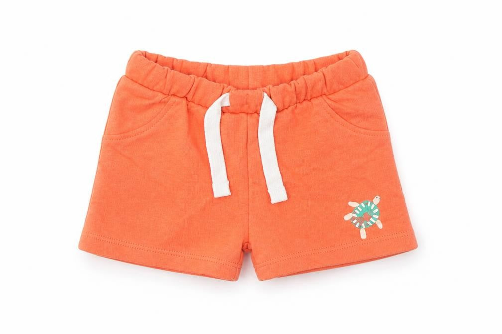 Marks and Spencer Boys Orange Cotton Cropped Trousers Size 0-3 Months Drawstring - Turtle