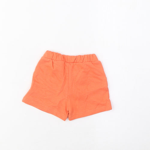 Marks and Spencer Boys Orange Cotton Cropped Trousers Size 0-3 Months Drawstring - Turtle