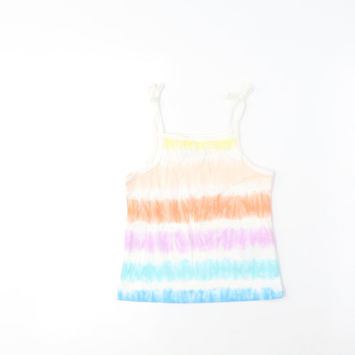 Marks and Spencer Girls Multicoloured Striped Cotton Camisole Tank Size 4-5 Years Square Neck Pullover