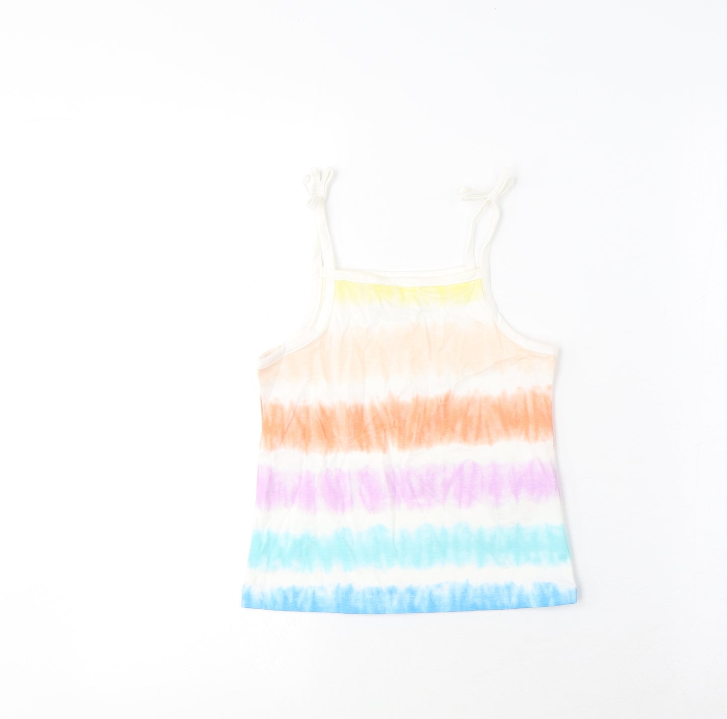 Marks and Spencer Girls Multicoloured Striped Cotton Camisole Tank Size 4-5 Years Square Neck Pullover