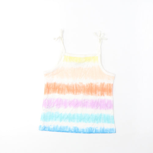 Marks and Spencer Girls Multicoloured Striped Cotton Camisole Tank Size 4-5 Years Square Neck Pullover