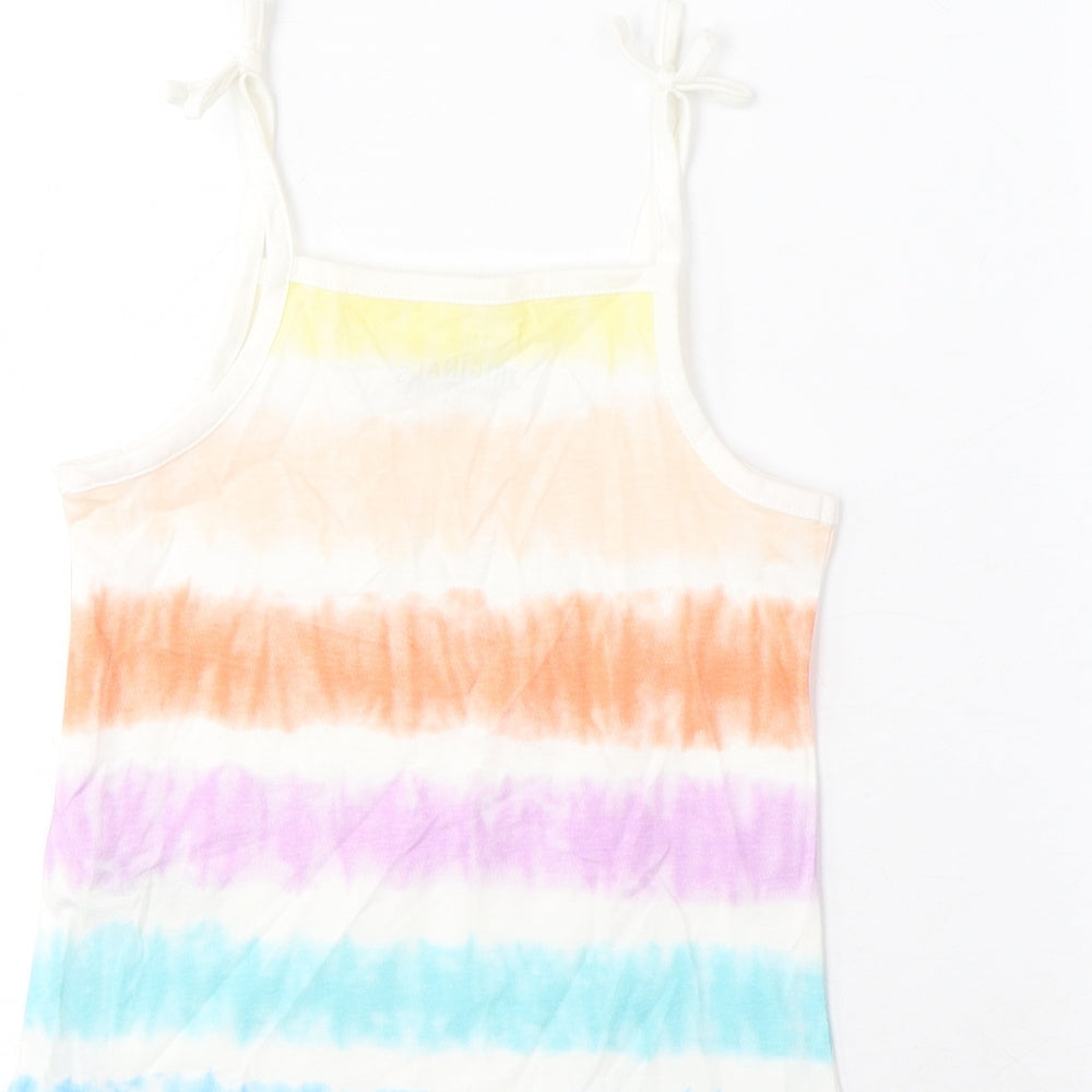 Marks and Spencer Girls Multicoloured Striped Cotton Camisole Tank Size 4-5 Years Square Neck Pullover