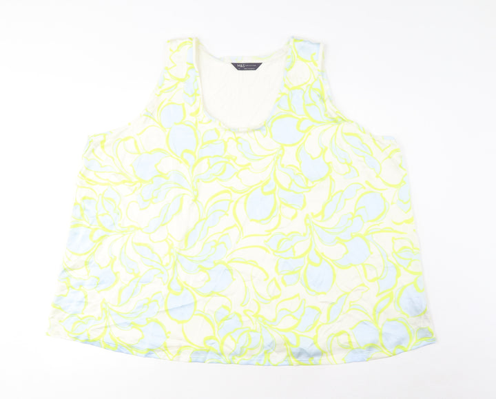 Marks and Spencer Womens Multicoloured Geometric Polyester Basic Tank Size 24 Scoop Neck