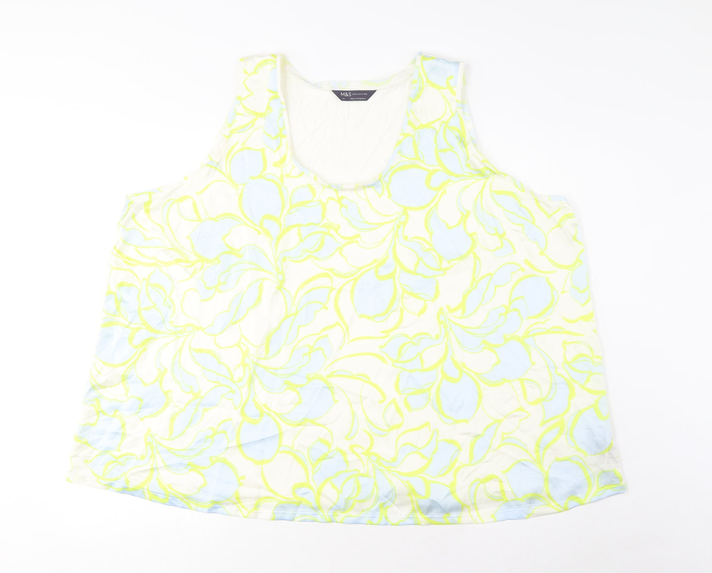 Marks and Spencer Womens Multicoloured Geometric Polyester Basic Tank Size 24 Scoop Neck