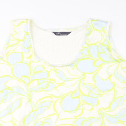Marks and Spencer Womens Multicoloured Geometric Polyester Basic Tank Size 24 Scoop Neck