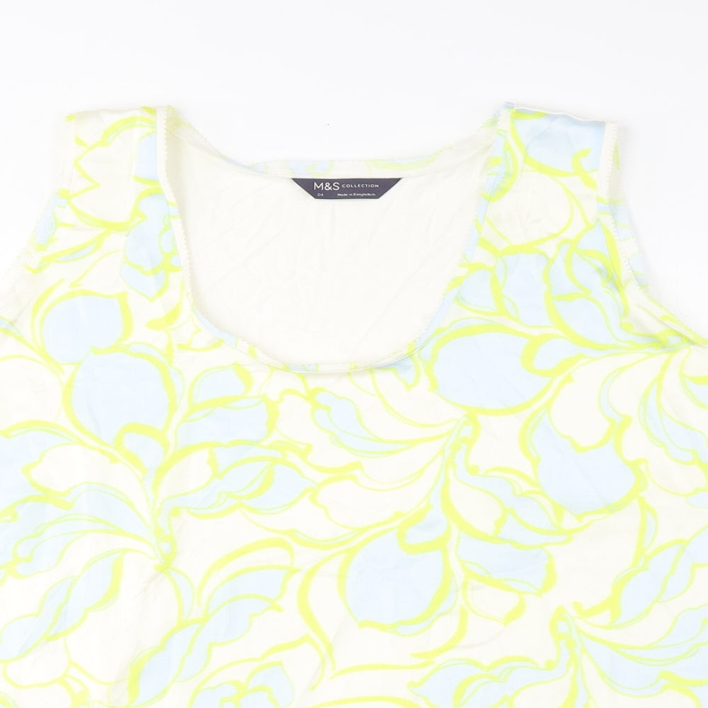 Marks and Spencer Womens Multicoloured Geometric Polyester Basic Tank Size 24 Scoop Neck