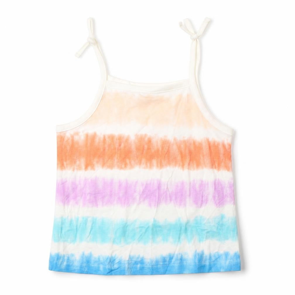 Marks and Spencer Girls Multicoloured Striped Cotton Cropped Tank Size 3-4 Years Square Neck Pullover