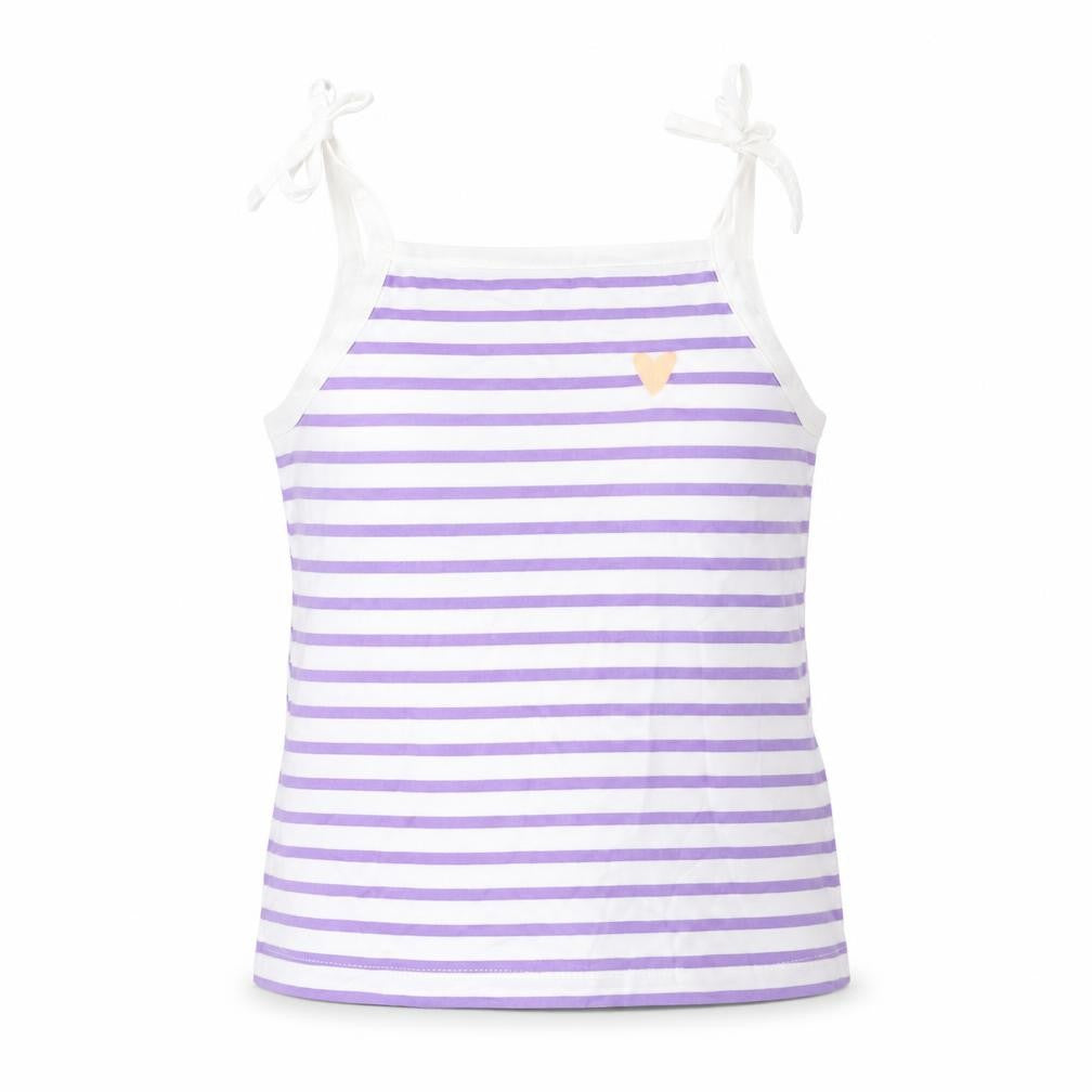 Marks and Spencer Girls Purple Striped Cotton Cropped Tank Size 2-3 Years Square Neck Pullover - Embroidered, Heart