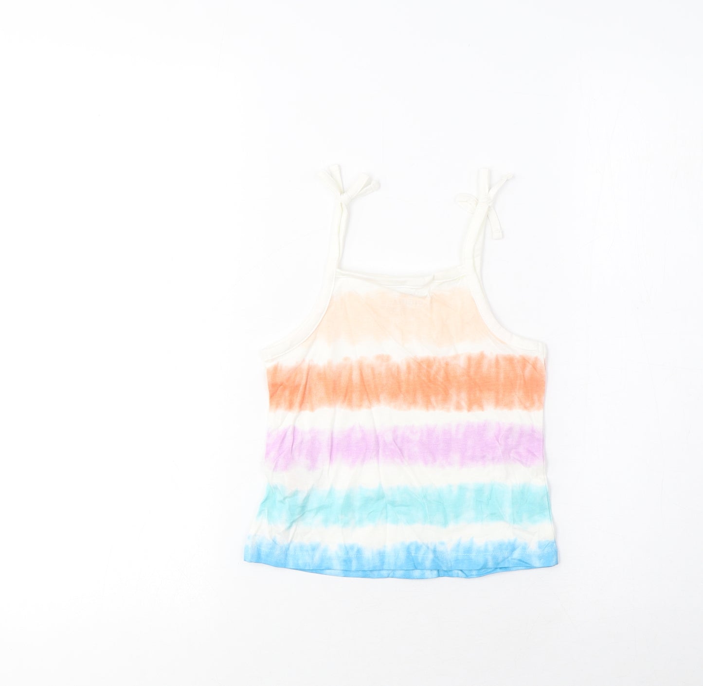 Marks and Spencer Girls Multicoloured Spotted Cotton Cropped Tank Size 2-3 Years Square Neck Pullover