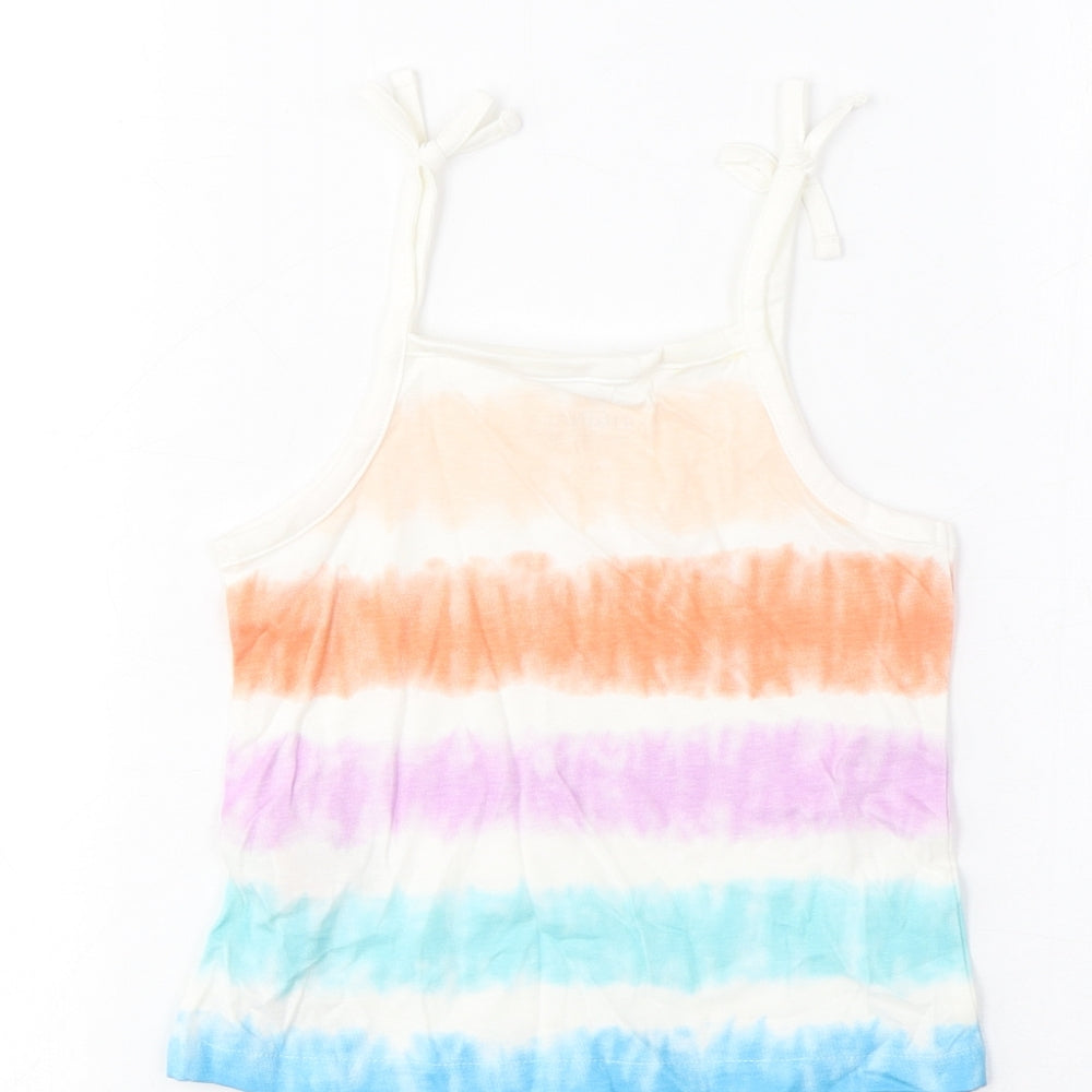 Marks and Spencer Girls Multicoloured Spotted Cotton Cropped Tank Size 2-3 Years Square Neck Pullover