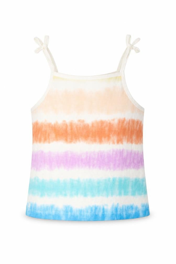 Marks and Spencer Girls Multicoloured Striped Cotton Cropped Tank Size 4-5 Years Square Neck Pullover