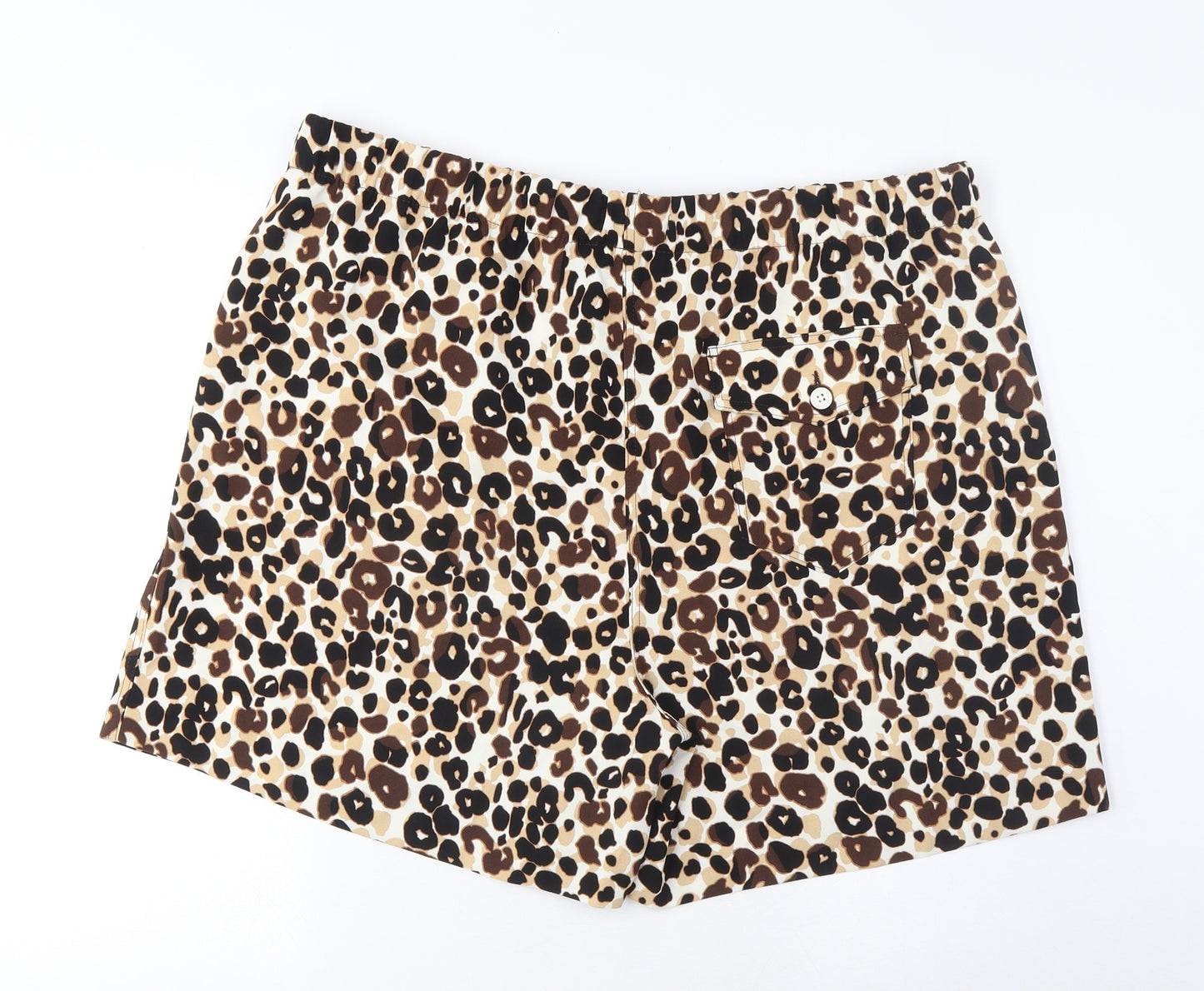 Marks and Spencer Womens Brown Animal Print Polyester Basic Shorts Size 20 L7 in Regular Pull On - Pockets