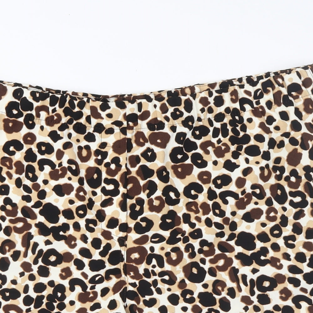 Marks and Spencer Womens Brown Animal Print Polyester Basic Shorts Size 20 L7 in Regular Pull On - Pockets
