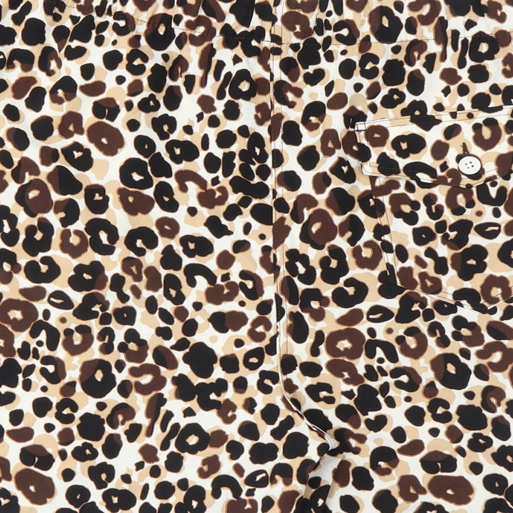 Marks and Spencer Womens Brown Animal Print Polyester Basic Shorts Size 20 L7 in Regular Pull On - Pockets