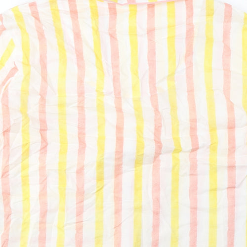 Marks and Spencer Womens Multicoloured Striped Cotton Top Pyjama Top Size 16 Button - Pocket