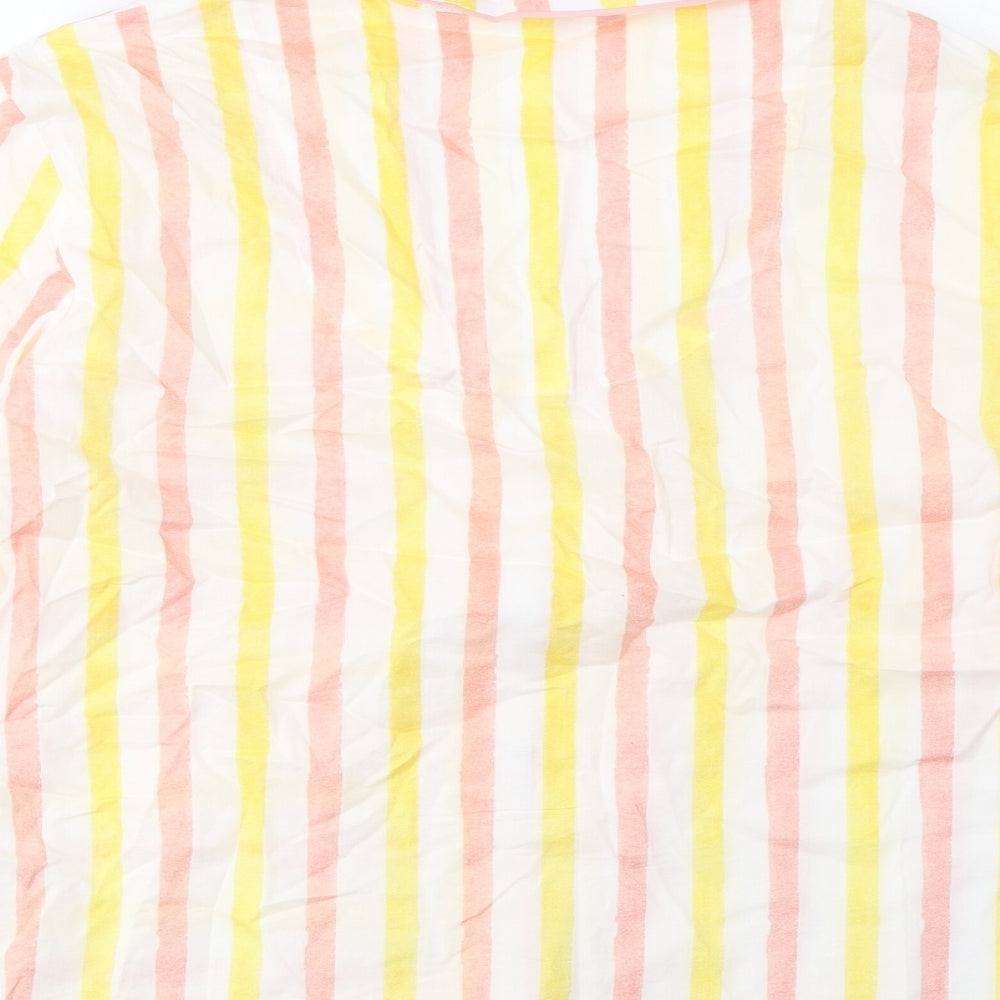 Marks and Spencer Womens Multicoloured Striped Cotton Top Pyjama Top Size 16 Button - Pocket