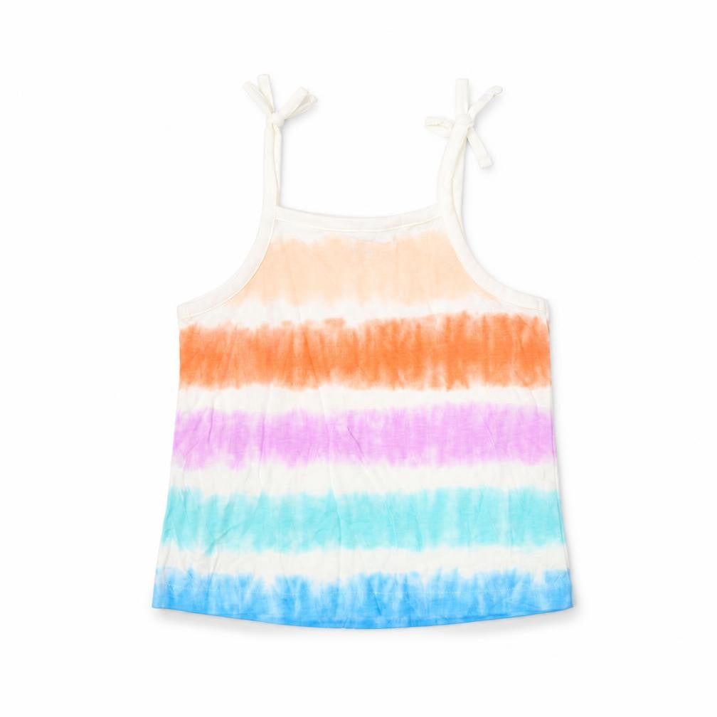 Marks and Spencer Girls Multicoloured Striped Cotton Cropped Tank Size 3-4 Years Square Neck Pullover