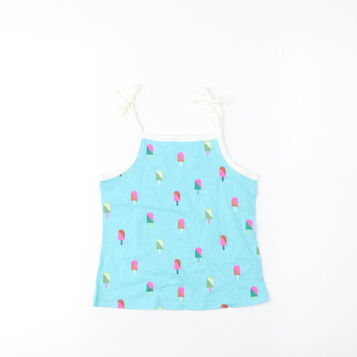 Marks and Spencer Girls Black Geometric Cotton Cropped Tank Size 3-4 Years Square Neck Pullover - Ice Lolly Print