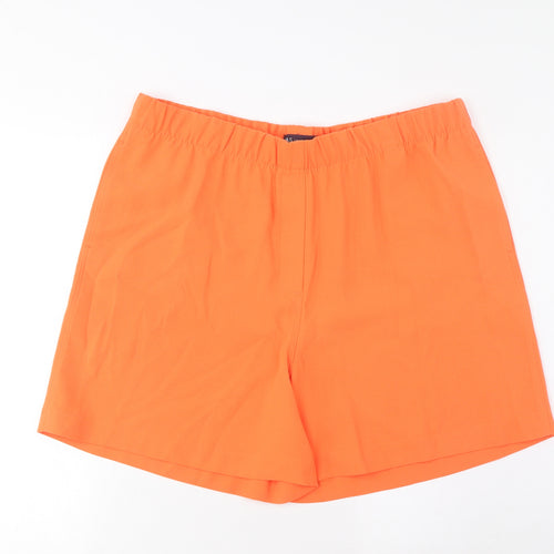 Marks and Spencer Womens Orange Polyester Basic Shorts Size 18 L7 in Regular Pull On - Pockets