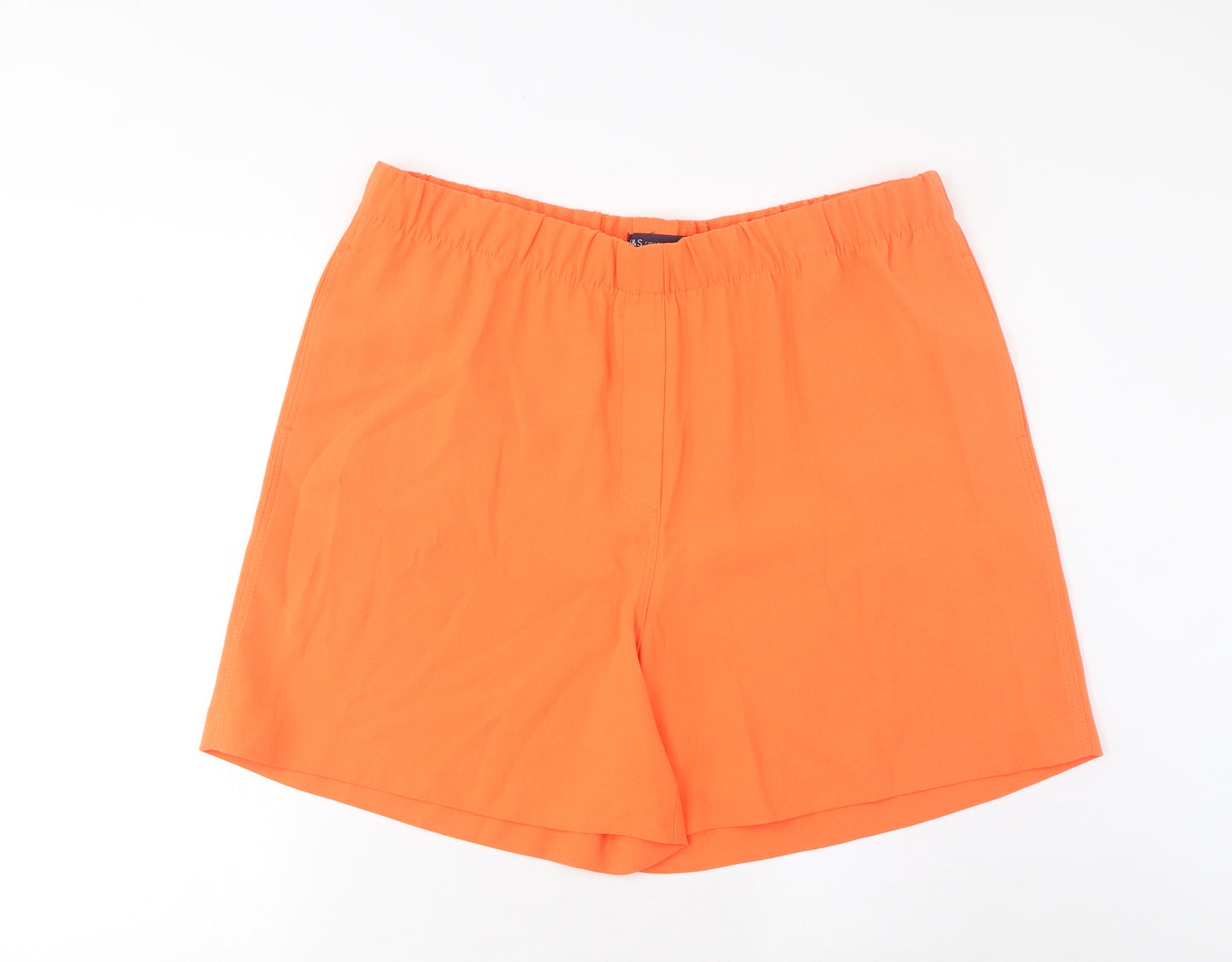 Marks and Spencer Womens Orange Polyester Basic Shorts Size 18 L7 in Regular Pull On - Pockets