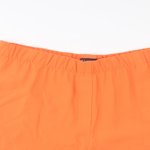 Marks and Spencer Womens Orange Polyester Basic Shorts Size 18 L7 in Regular Pull On - Pockets