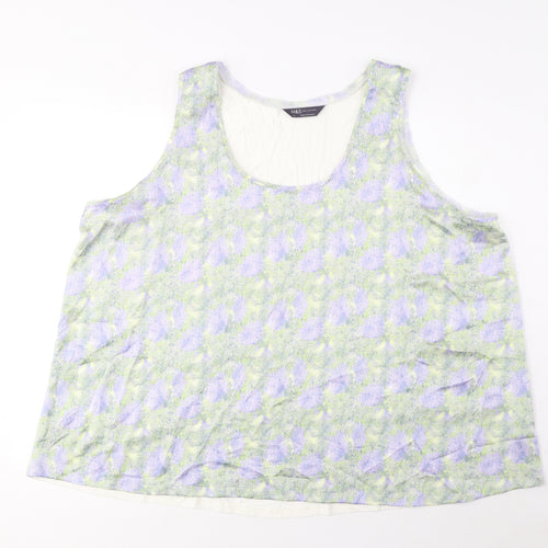 Marks and Spencer Womens Multicoloured Geometric Polyester Basic Tank Size 24 Scoop Neck