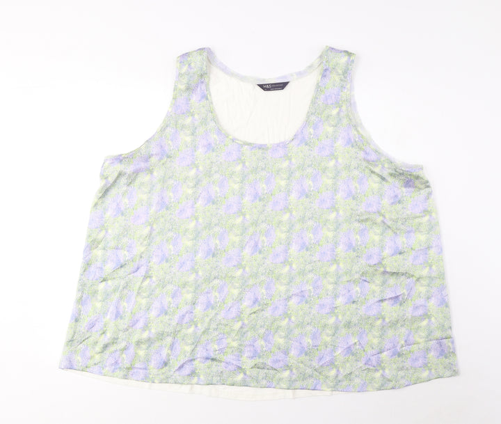 Marks and Spencer Womens Multicoloured Geometric Polyester Basic Tank Size 24 Scoop Neck